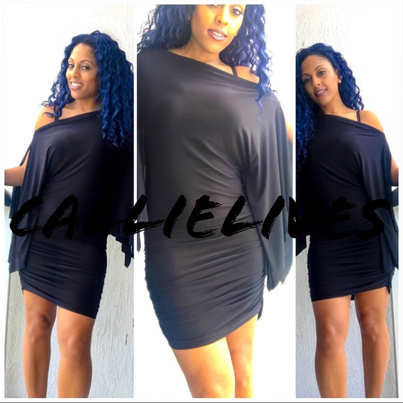 Little Black Dress Split Sleeve Mini CALLIELIVES - Picture 3 of 3